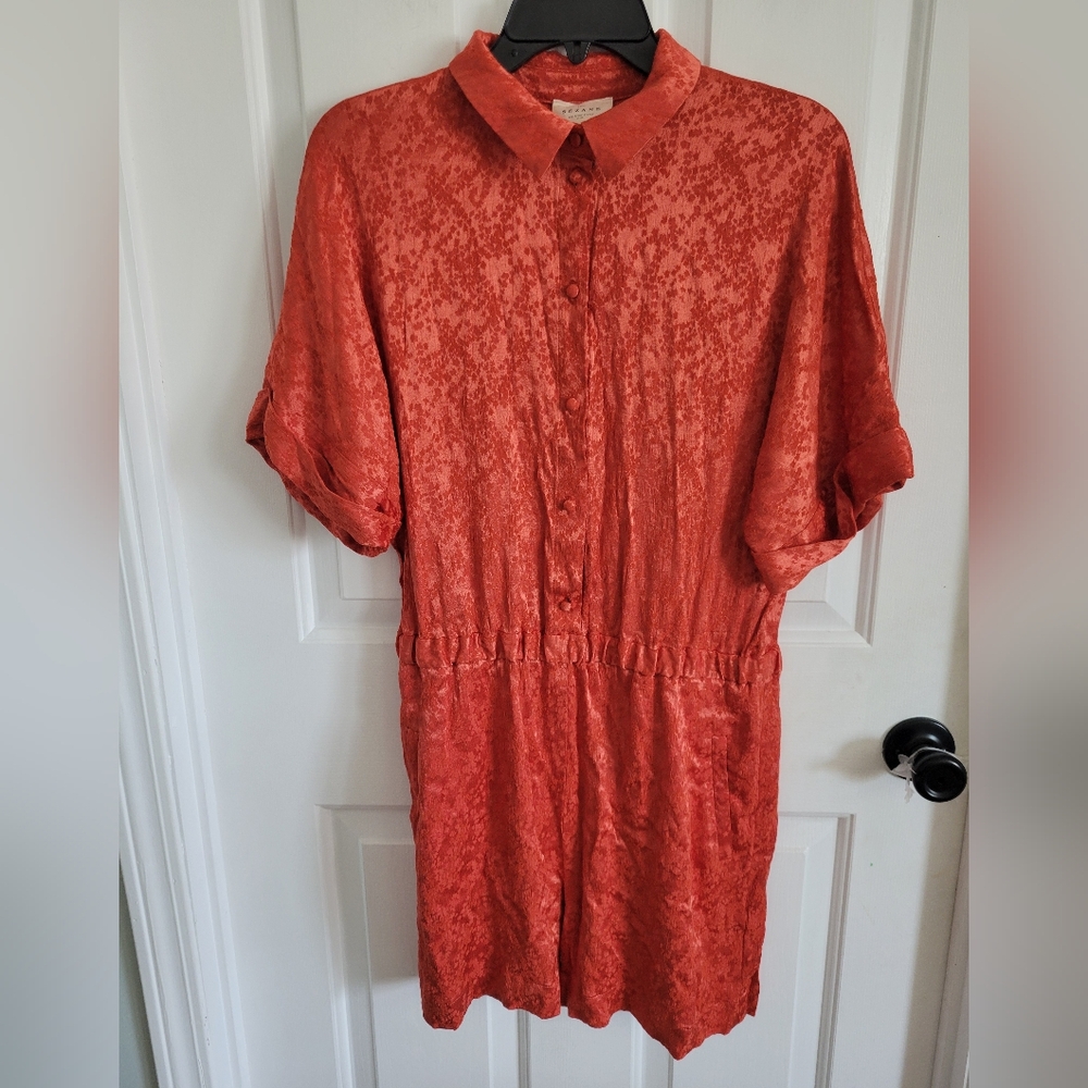 Sezane Womens Tangerine Orange Joan Jumpsuit Size 40 / 8